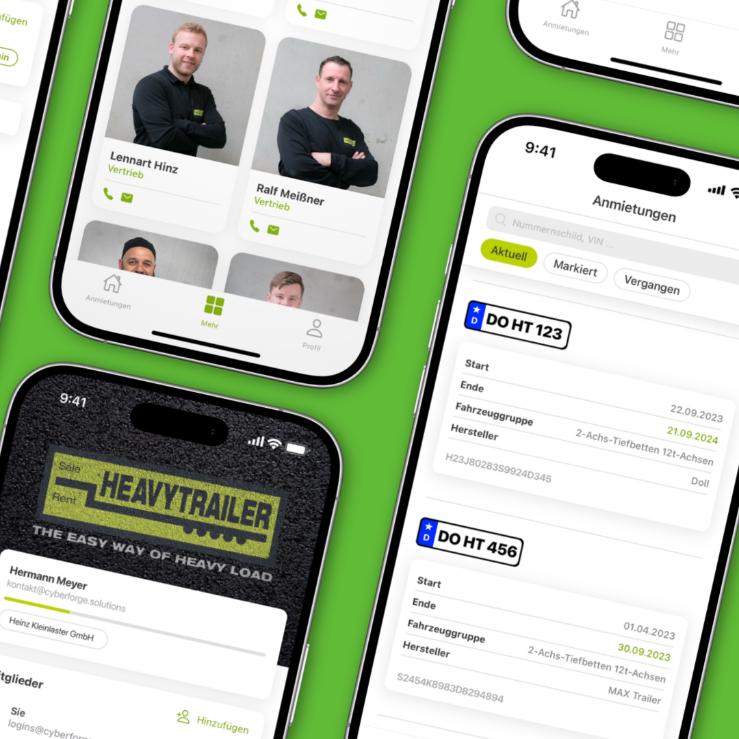 HeavyTrailer App — Smartes, kompaktes Kundenportal